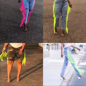 Custom fringe jeans or joggers